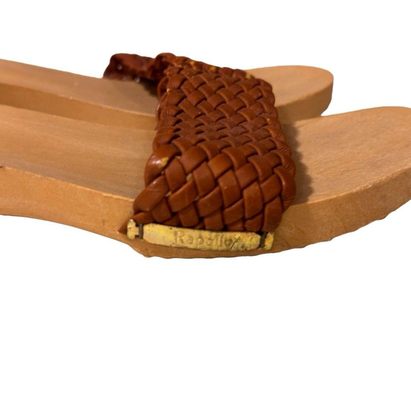 Rapallo Women's Brown Leather Woven Block Sandals Size 8 Made In Italy - Picture 8 of 14